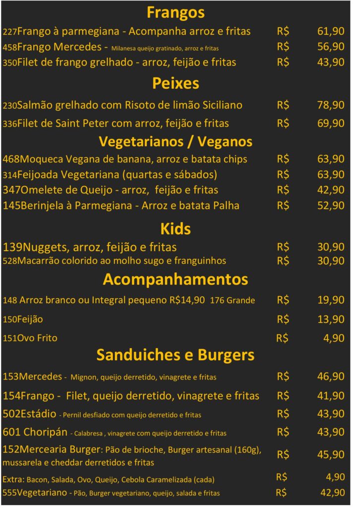 Mercearia Mercedes - Frangos, Peixes, Vegetarianos, Kids, Sandubas & Burguers