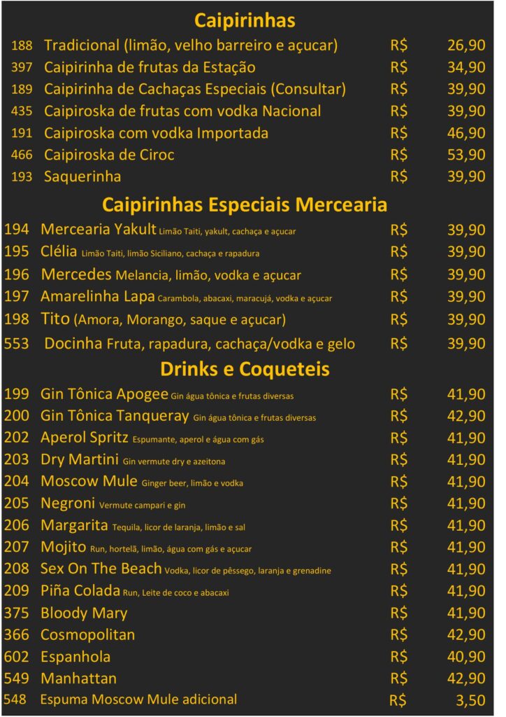 Mercearia Mercedes - Caipirinhas, Drinks & Coquetéis