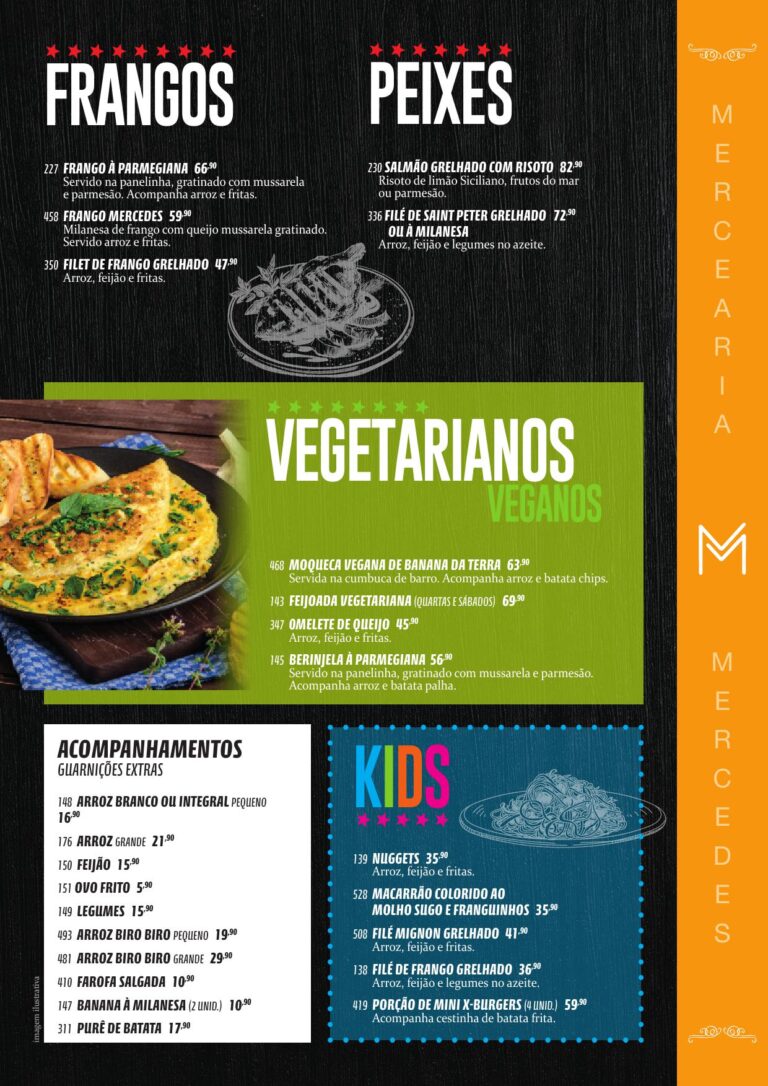 Mercearia Mercedes - Frangos, Peixes, Vegetarianos, Kids e Acompanhamentos