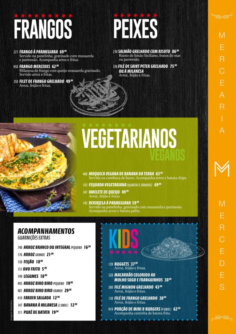 Mercearia Mercedes - Frangos, Peixes, Vegetarianos, Kids e Acompanhamentos